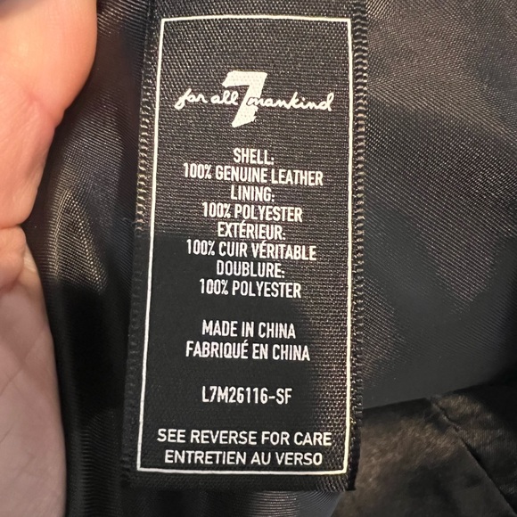 7 for all mankind Genuine 100% Leather Black Motorcycle Moto Jacket (small) - Picture 2 of 9